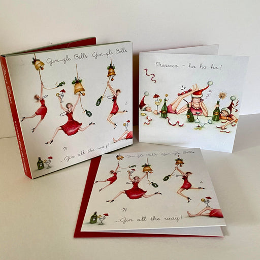 Berni Parker Christmas Card Pack - Gin / Prosecco - Pack of 8
