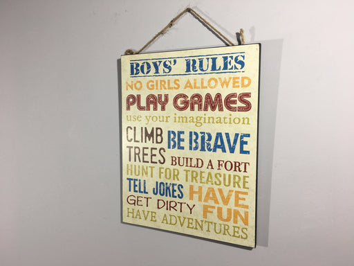 BOYS' RULES Haging Plaque