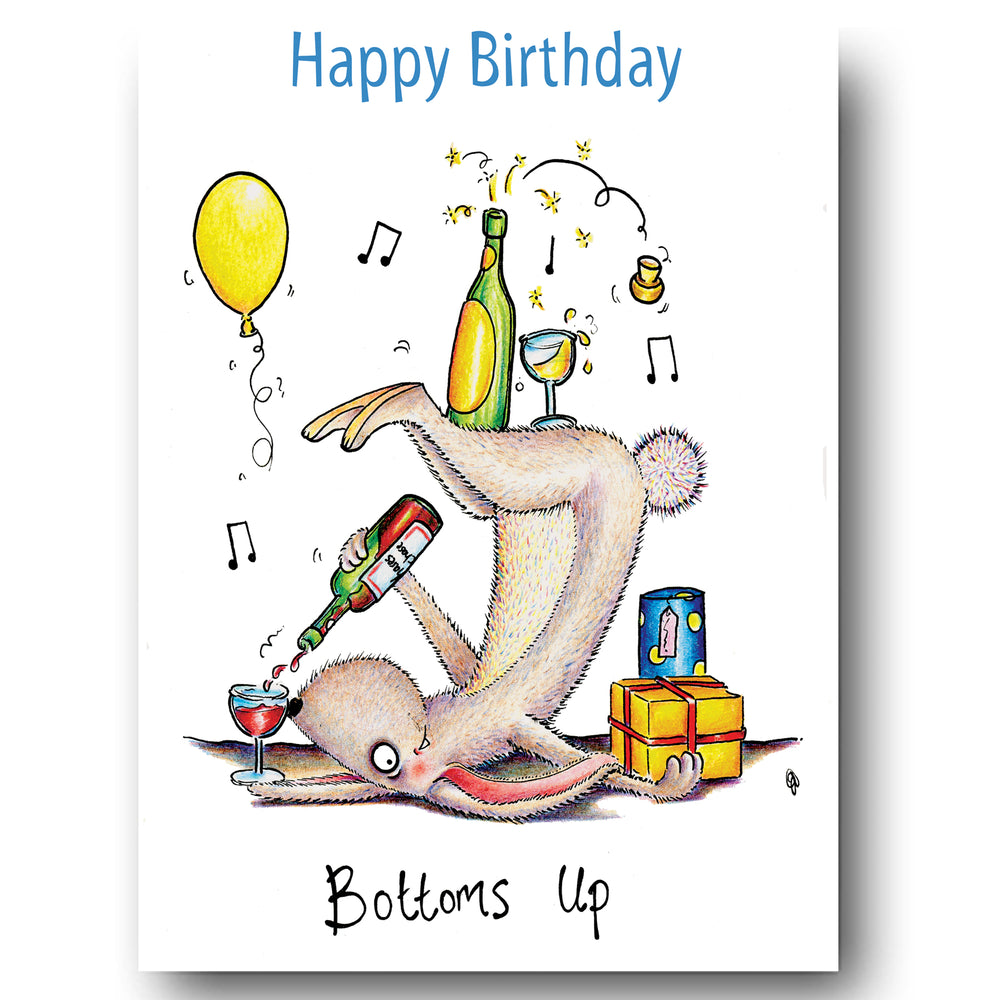 Hare Card - Happy Birthday Bottoms Up
