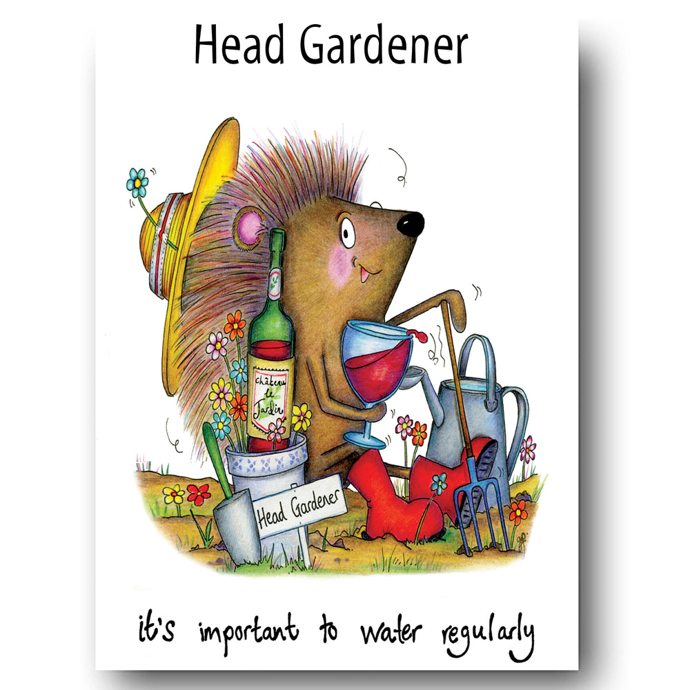 Head Gardener Hedgehog Card - Water Regularly