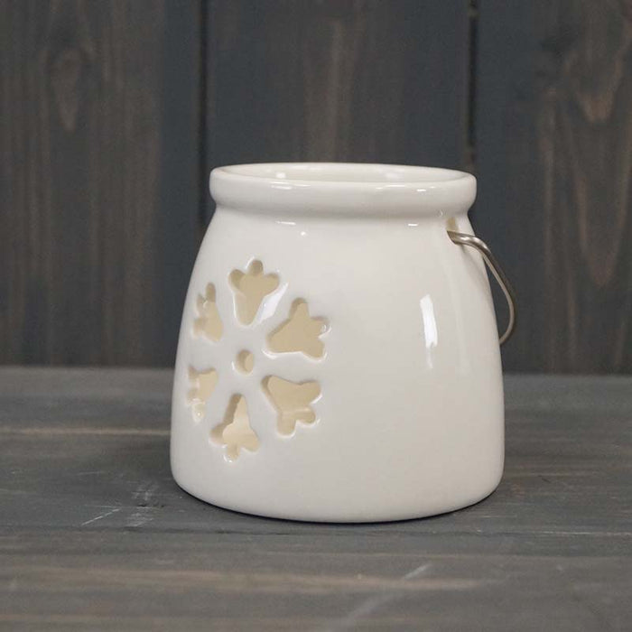 Ceramic White Candle Holder - Heart / Star