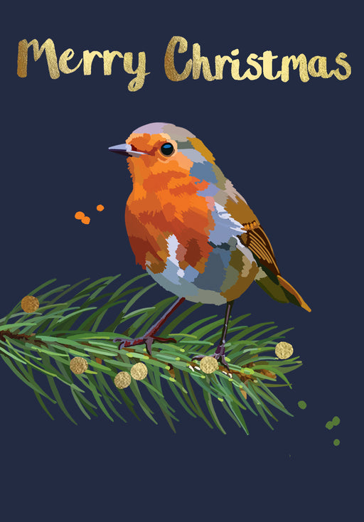 Christmas Card - Robin - Gold Foil Detail, Sarah Kelleher