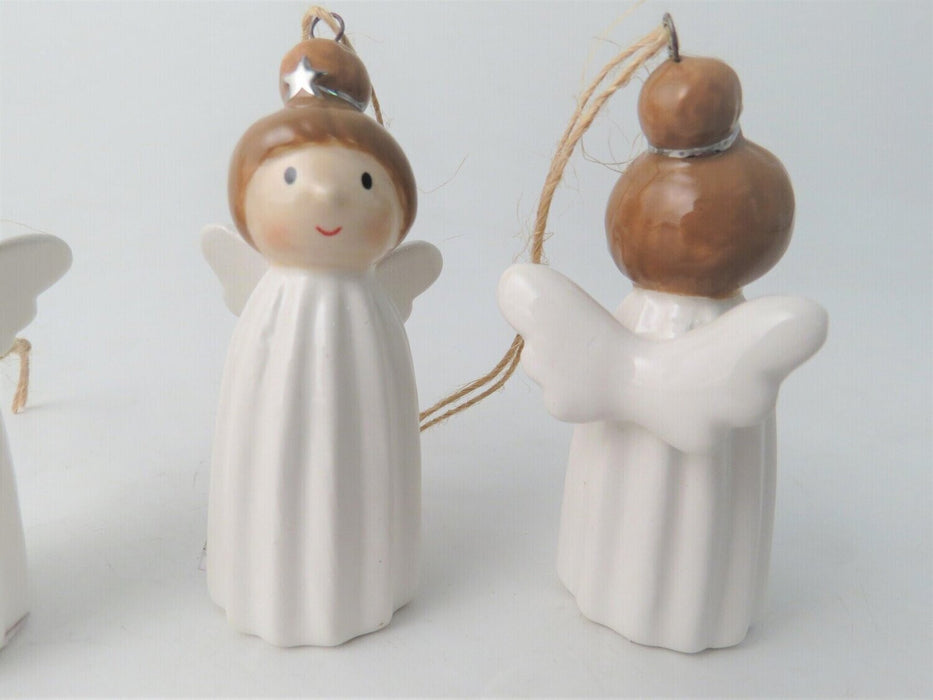 Angels Ceramic Hanging Christmas Tree Decorations - Set of 3