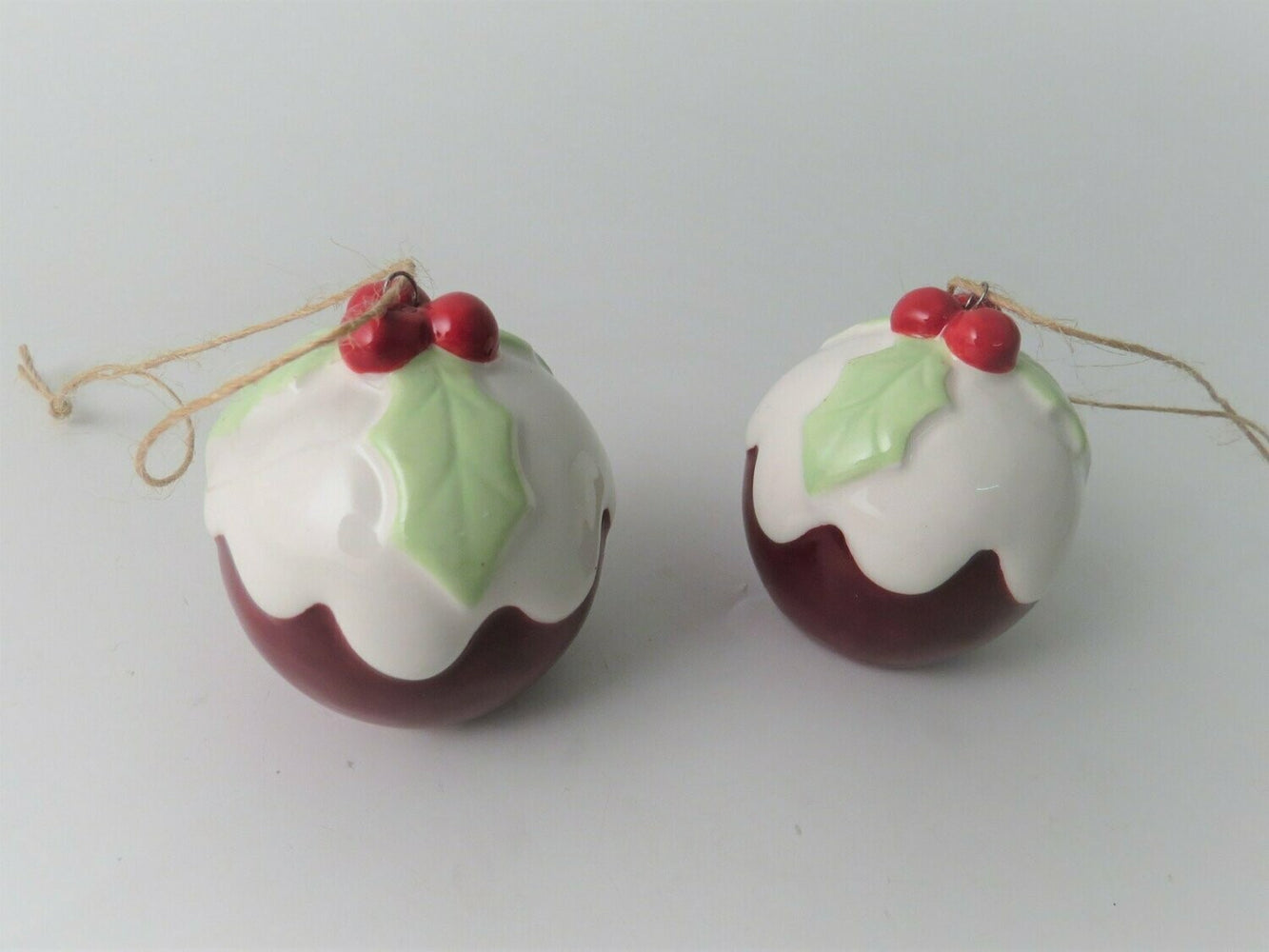 Christmas Pudding Pair - Ceramic Hanging Christmas Tree Decorations