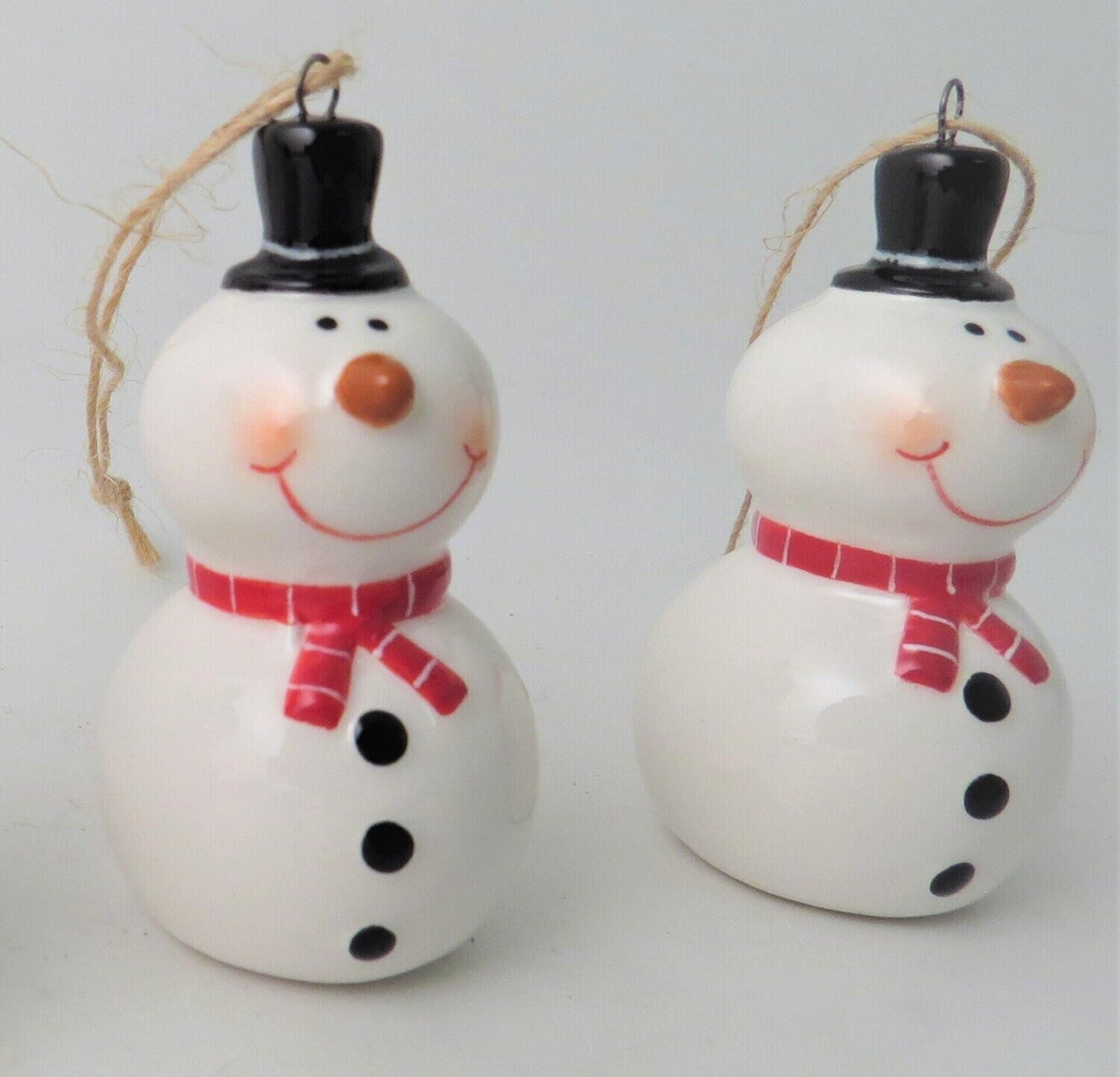 Olaf Snowman Pair Ceramic Hanging Christmas Tree Decorations