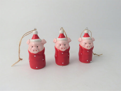 Pigs in Blankets! Ceramic Hanging Christmas Tree Decorations - Set of 3