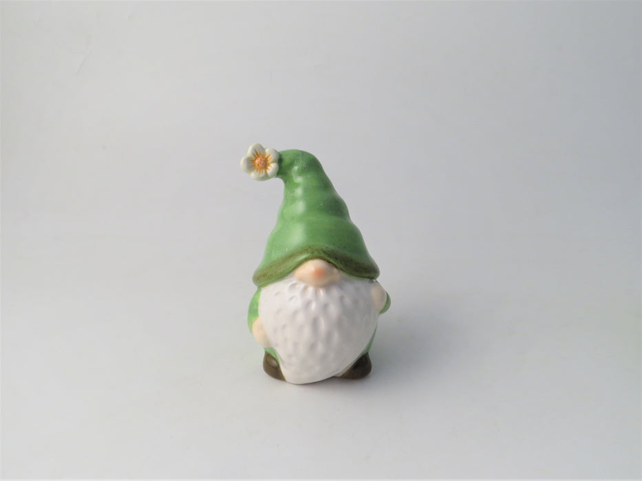 Green Ceramic Cute Gonk with daisy hat - Two Sizes - Easter decoration
