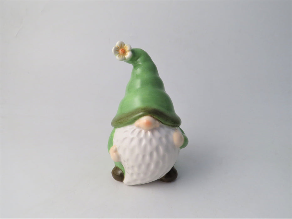 Green Ceramic Cute Gonk with daisy hat - Two Sizes - Easter decoration