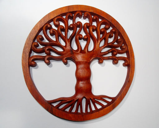 Tree of Life Carved Wooden Plaque - Fair Trade Wall Hanging