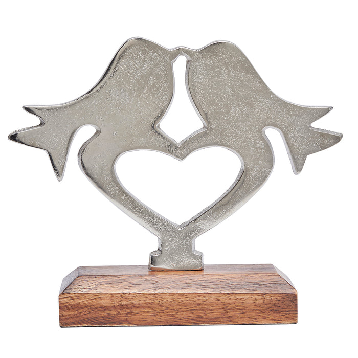 Love Birds Sculpture on a wooden plinth - Romantic Gift