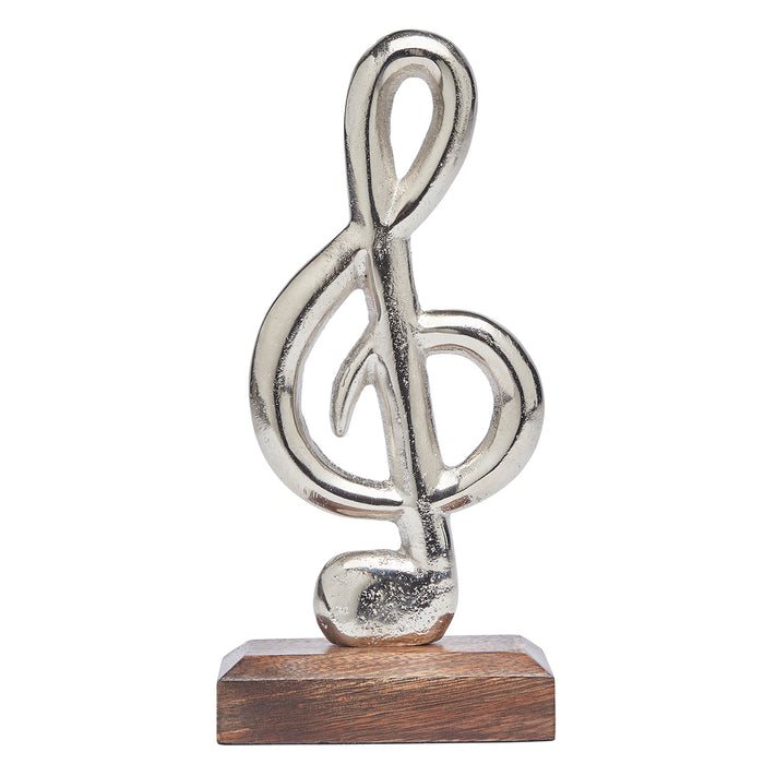 Treble Clef Sculpture on a wooden plinth - Music Ornament