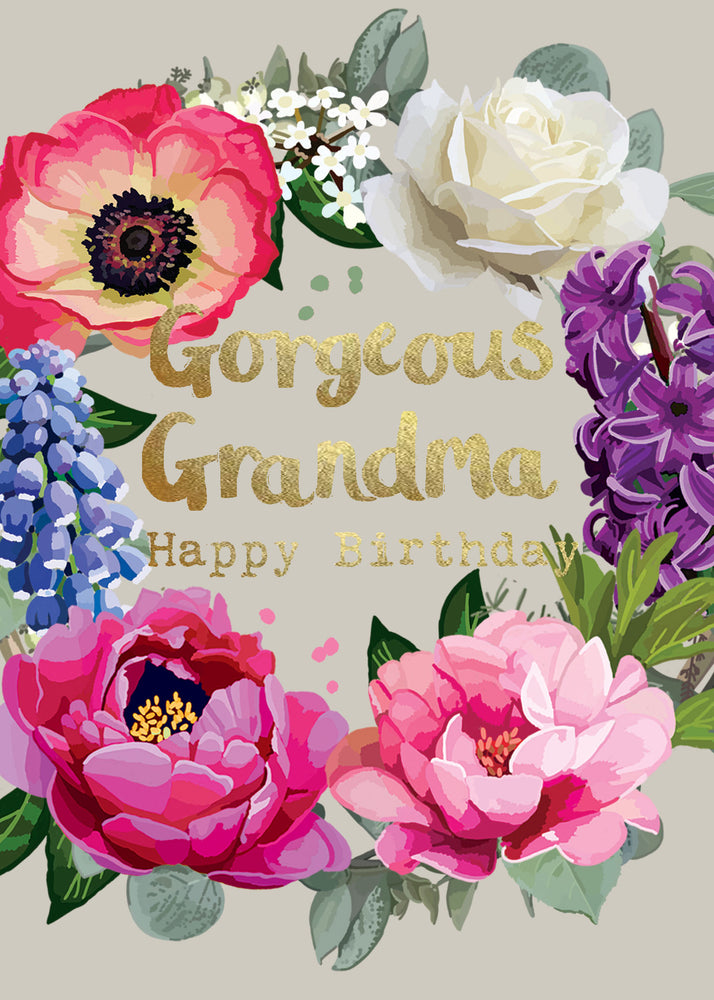 Gorgeous Grandma Birthday Card - Gold Foil Detail, Sarah Kelleher