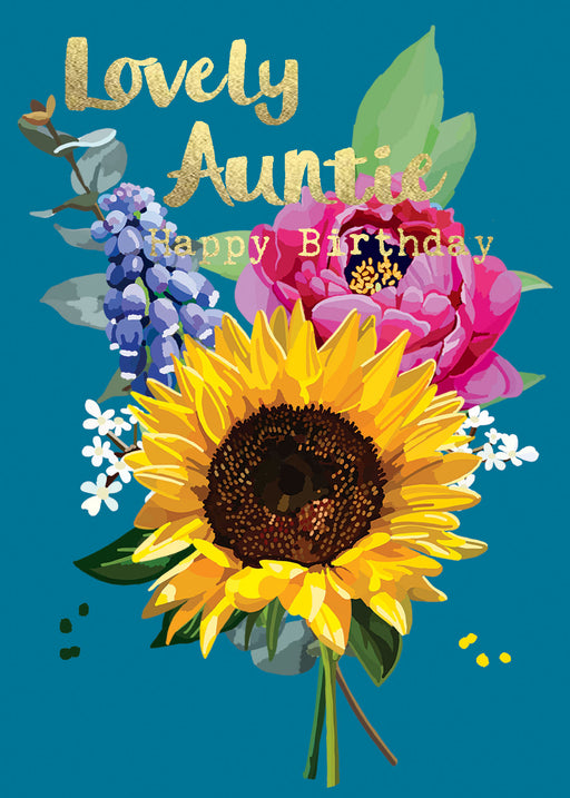 Lovely Auntie Birthday Card - Gold Foil Detail, Sarah Kelleher