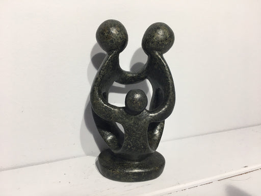 Family of Three Small - Abstract Natural Soapstone - 14cm