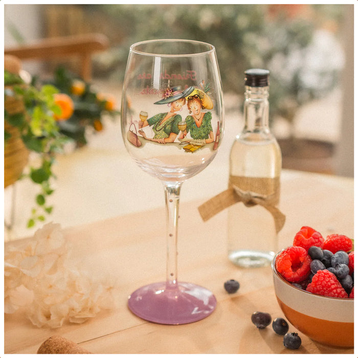 Berni Parker "Friends are Therapists" Wine Glass