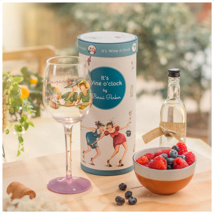 Berni Parker "Friends are Therapists" Wine Glass