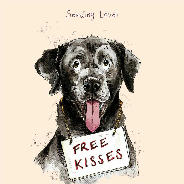 Dog Birthday Card - Sending Love! Free Kisses - Art Beat