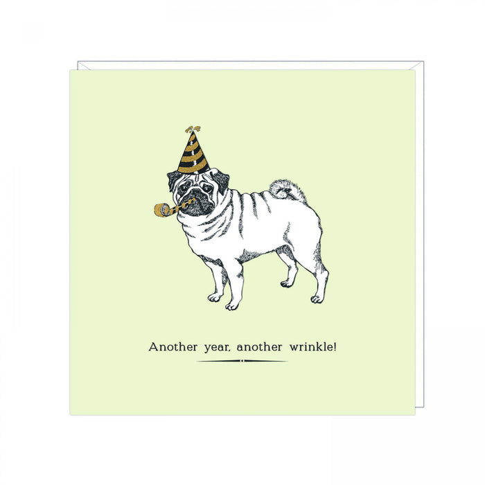 Pug Birthday Card - Another year another wrinkle! - Art Beat