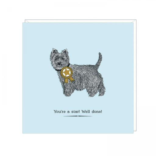 Congratulations, Well Done Card - You're a star! Westie Card - Art Beat