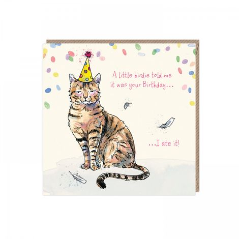 Cat Birthday Card - A little birdie told me.... - Art Beat