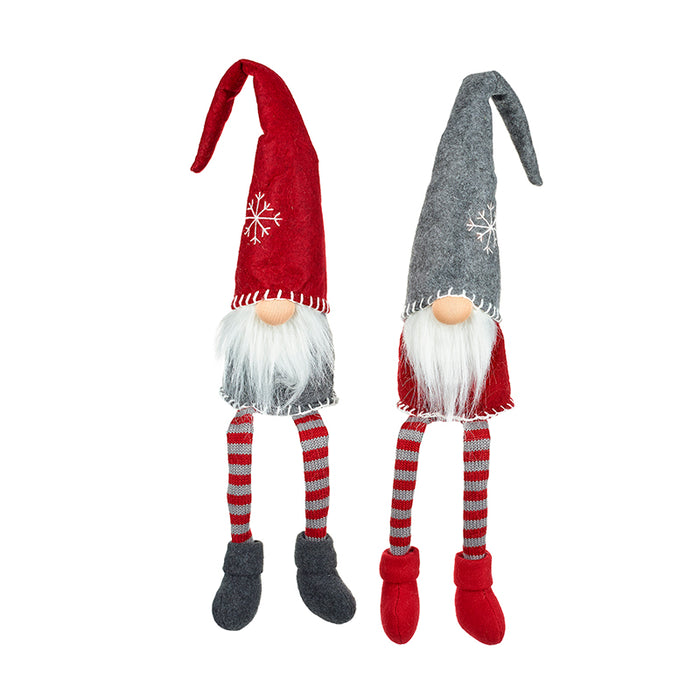 Pair of Cute Shelf Sitting Christmas Gnomes