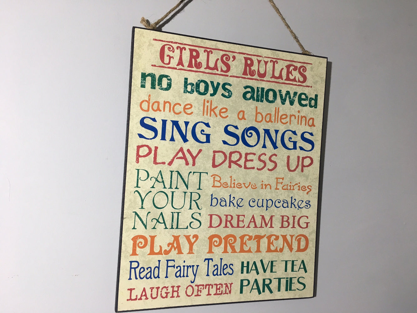 Girls' Rules Wall Plaque