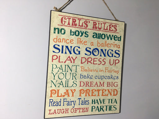 Girls' Rules Wall Plaque