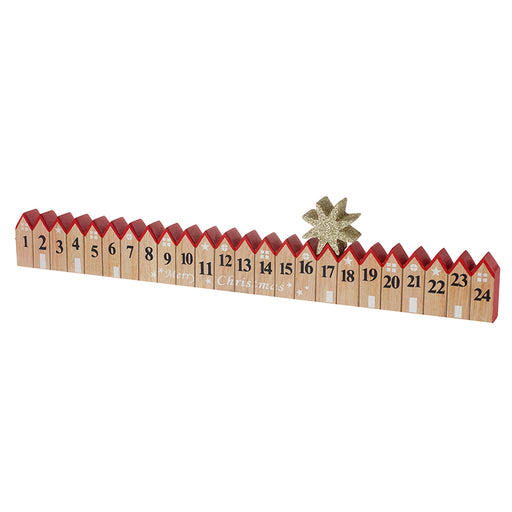 Advent Countdown - Wooden Houses with Gold Star