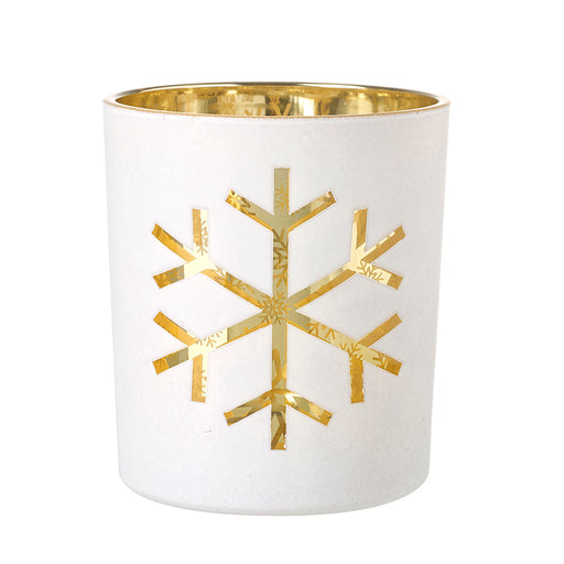 White Gold Snowflake Christmas Tea Light Holder - Two Sizes