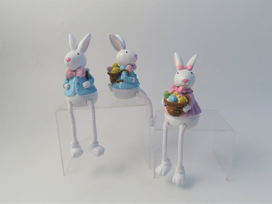 Boy and Girl Easter Rabbit Shelf Sitters - Pair