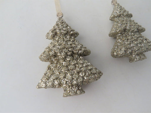Gold Glitter Tree Pair - Hanging Christmas Tree Decorations