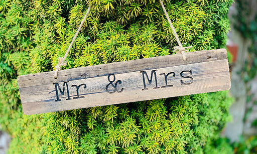 Mr & Mrs Rustic Wooden Message Plaque