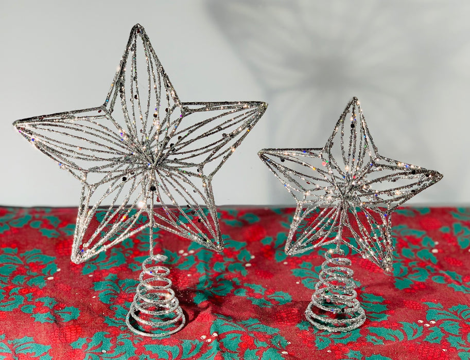 Large Silver Star Tree Topper