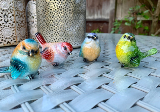Garden Birds Set of 4 - Colourful Mini Garden Bird Statues