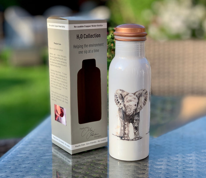 Copper Water Bottle 750ml - H20 Collection Featuring Meg Hawkins Designs