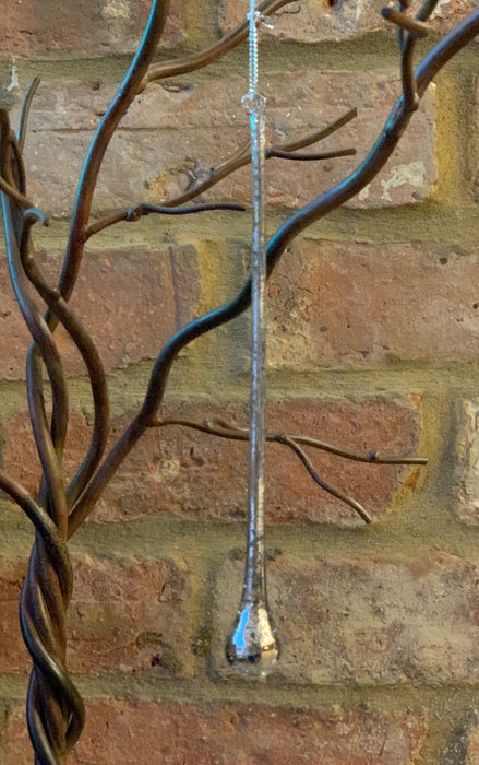 Long Glass Droplets Christmas Tree Decorations - Glass Glitter Icicles Set of 6