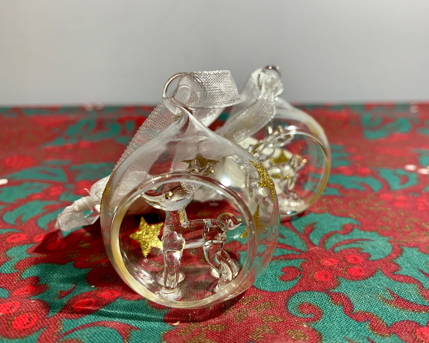 Reindeer Bauble - Cute Mini Glass Bauble With Reineer Hanging Christmas Decoration