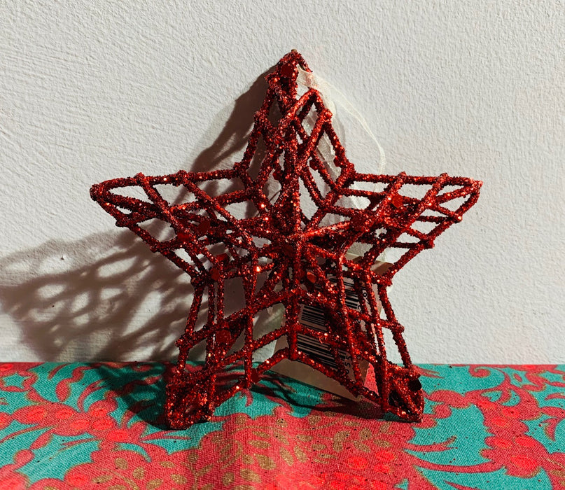 Red Glitter Metal Star - 3 Sizes