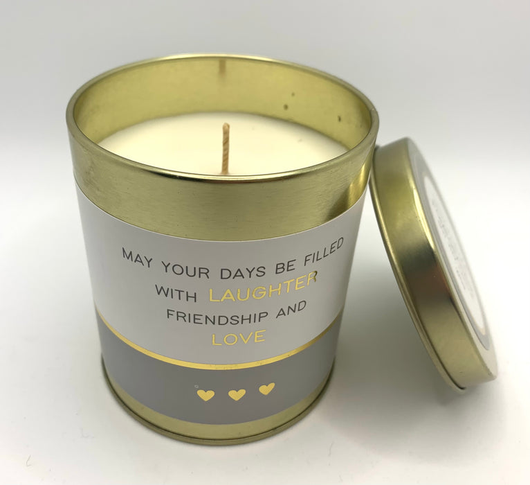 Special Friend Gift, Candle in Tin - Pomegranate Scented Soy Wax Candle