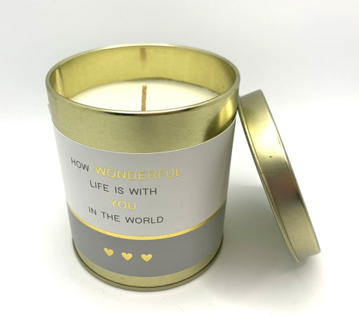 Special Friend Gift, Candle in Tin - Pomegranate Scented Soy Wax Candle - GingerInteriors.co.uk