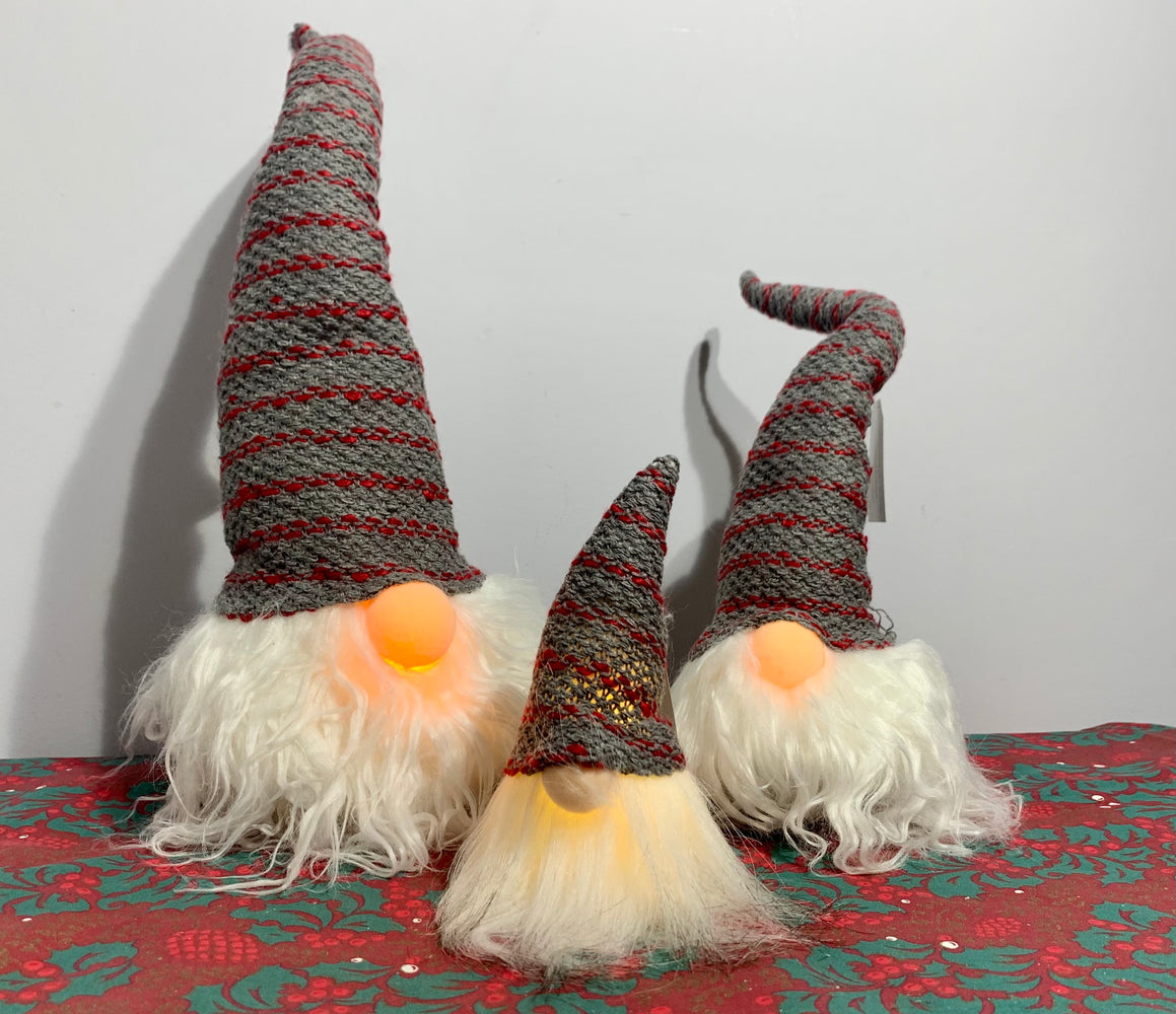 Light up Christmas Gonk Grey Stripey Hat - Three Sizes