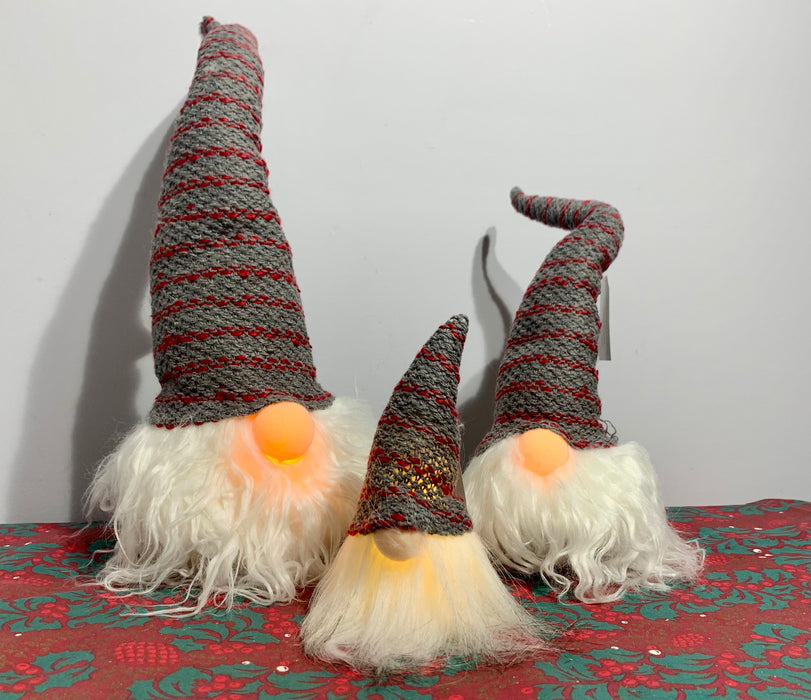 Light up Christmas Gonk Grey Stripey Hat - Three Sizes