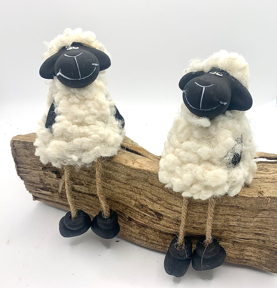 Shelf Sitting Pair of Black Face Sheep