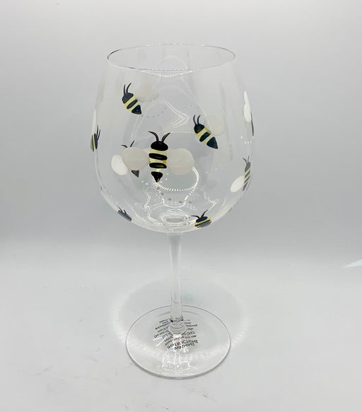 Hand Painted Gin Glass - Bees - Christine Paine