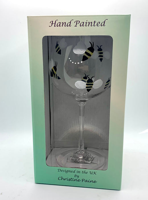 Hand Painted Gin Glass - Bees - Christine Paine