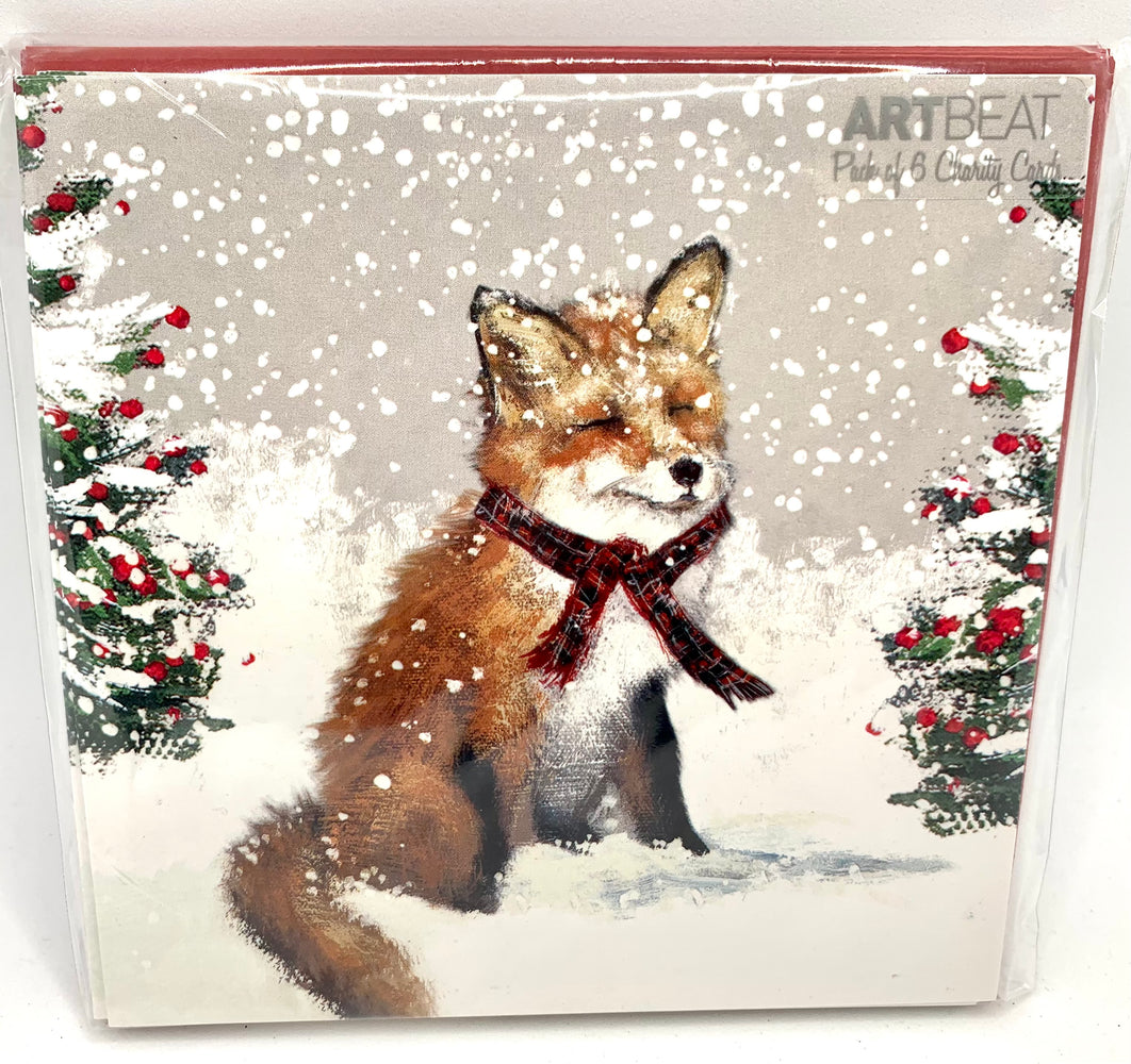 Fox Christmas Cards - Snowflakes - Pack of 6