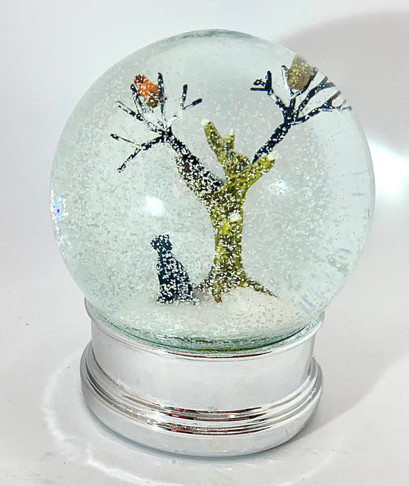 Christmas Snow Globe with Black Dog Winter Scene