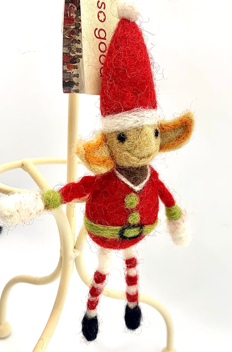 Hanging Felt Christmas Tree Decoration - Elf - Felt So Good