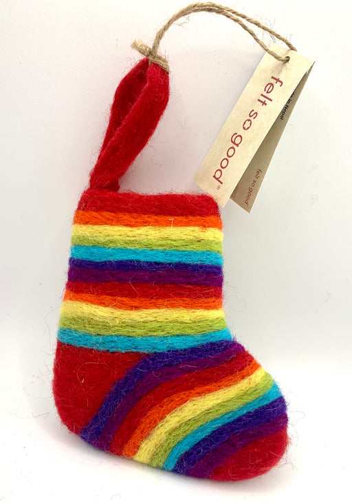 Hanging Felt Christmas Tree Decoration - Christmas Stocking Rainbow - Felt So Good