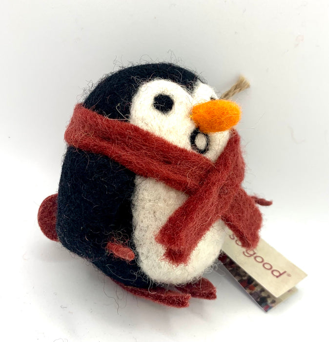Hanging Felt Christmas Tree Decoration - Skiing Penguin - Felt So Good